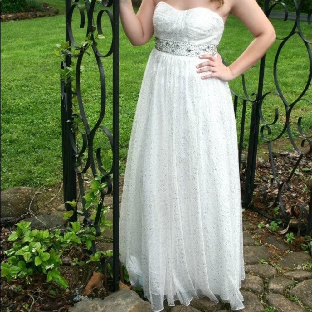 White and Silver Prom Dress